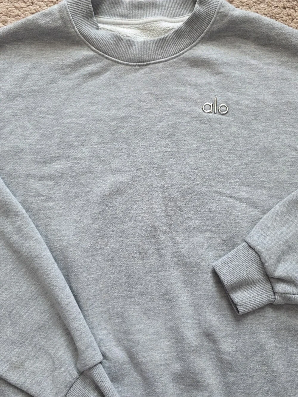 Alo Yoga Accolade Crewneck Pullover Sweatshirt Heather Grey Size Small